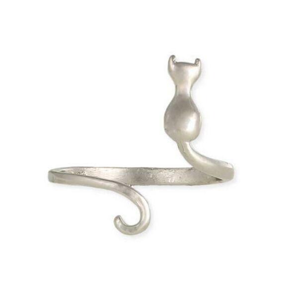 New Wrap Around Your Finger Cat Cats Kitten Silver Ring Jewelry - Picture 1 of 1